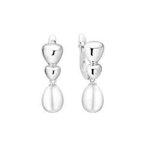 Cercei argint cu perle naturale albe cu tortițe DiAmanti SK25475EL_W-G (Argint 925‰ 3,5 g.)